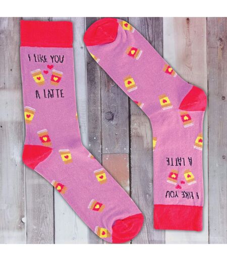1 Pack Ladies Novelty Cotton I Like You a Latte' Socks