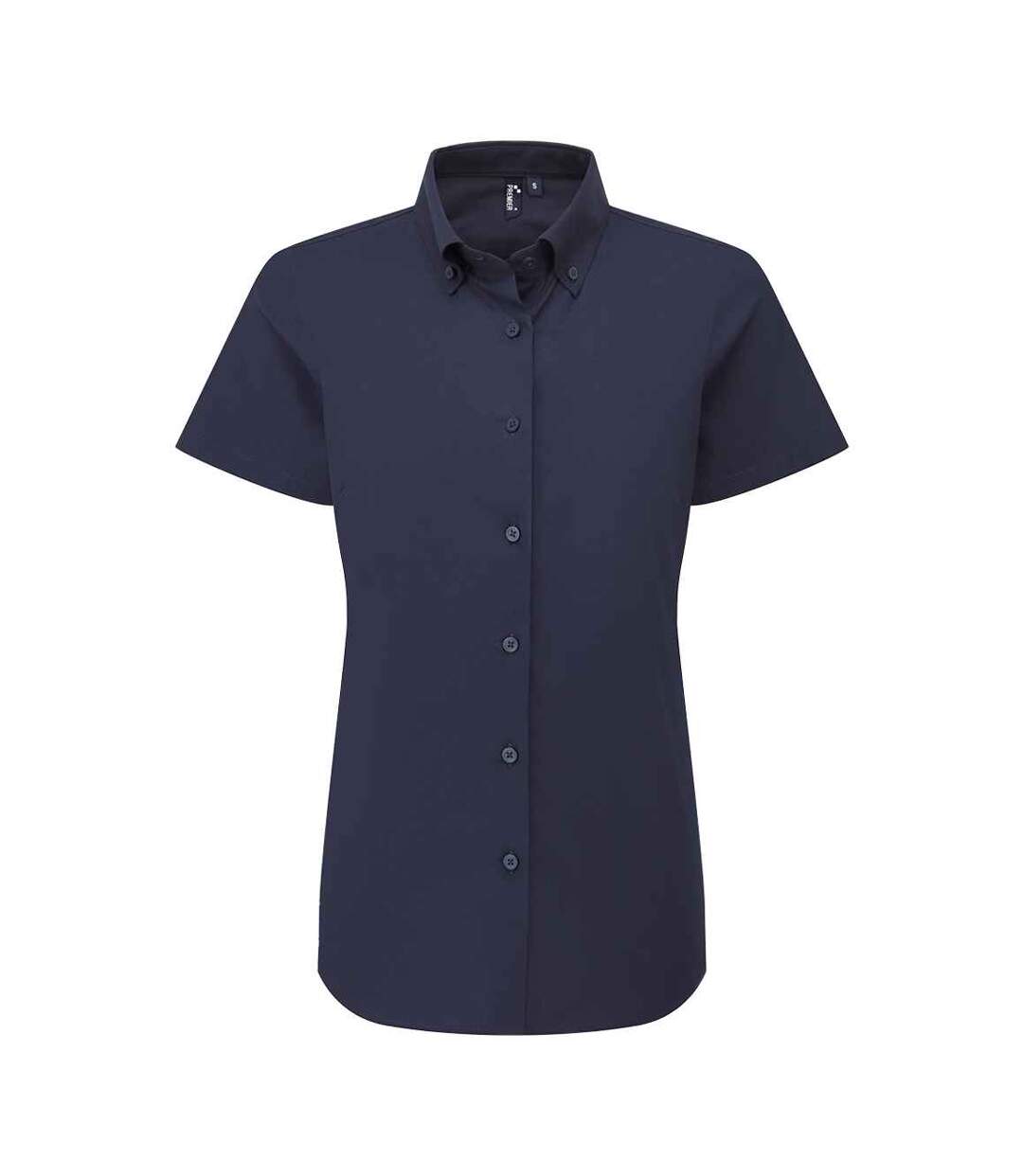 Womens/ladies Supreme Oxford Short-sleeved Formal Shirt Navy Premier-2