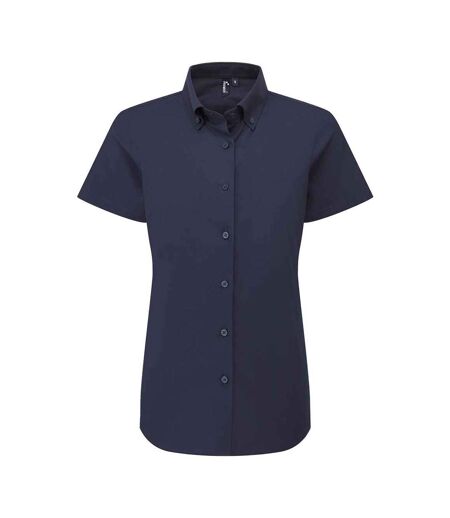 Womens/ladies Supreme Oxford Short-sleeved Formal Shirt Navy Premier