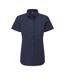 Womens/ladies Supreme Oxford Short-sleeved Formal Shirt Navy Premier-2