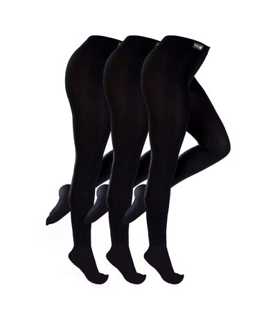 3 Pair Multipack Ladies Thermal Tights | THMO | Black Winter Fleece Lined Tights for Women