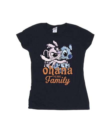 Disney Femmes/Les femmes Lilo And Stitch Ohana Angel Hug T-Shirt en coton (Bleu marine) - UTBI25761