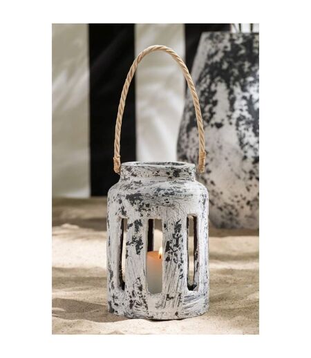 Lanterne en Terre Cuite Ruby 34cm Noir & Blanc