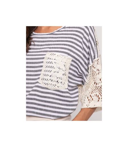 T-shirt rayures dos ajouré FINLEY - Dona X Lisa