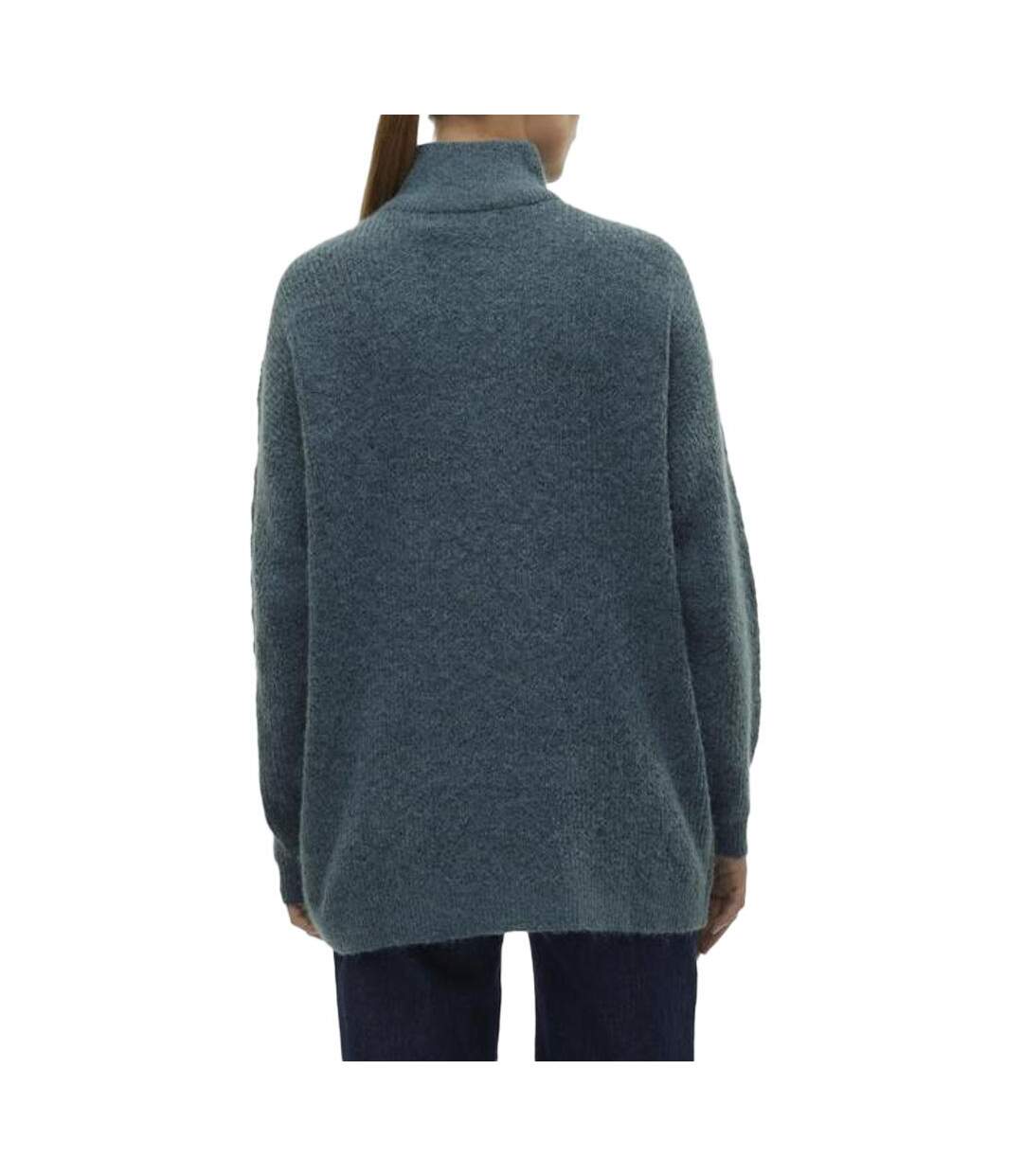 Pull 1/4 zip bleu femme vero moda mili-2