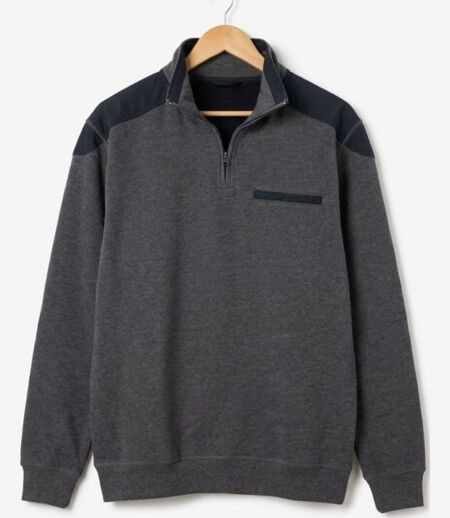 CHALLENGER BELFAST1 — Sweat col camionneur gris : le confort robuste
