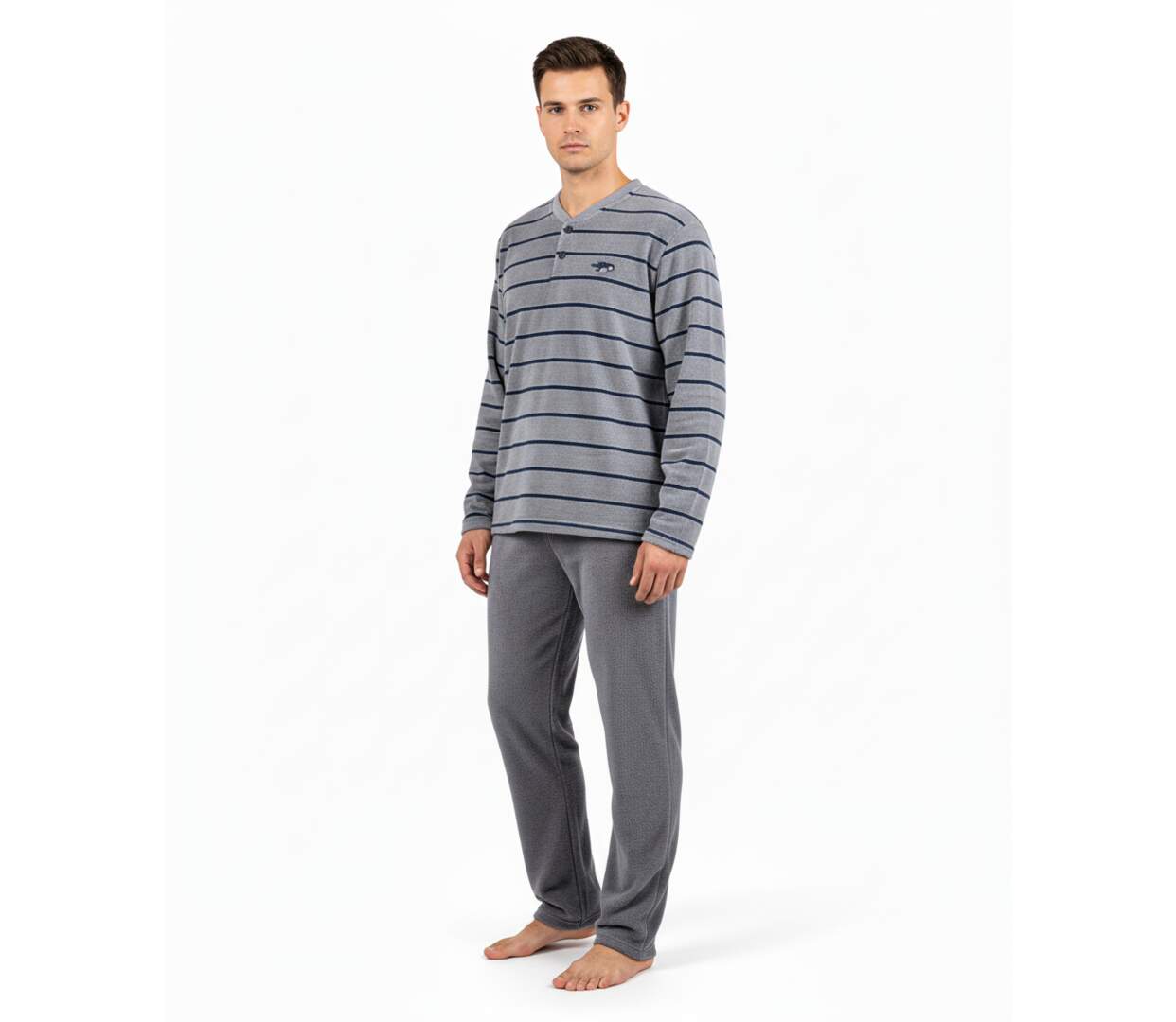 Pyjama Homme Hiver Polaire Doux RAYURE Z2654-4
