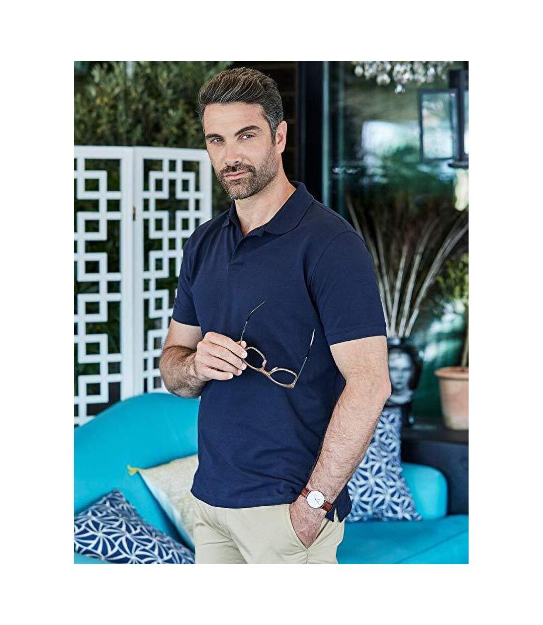 Polo À Manches Courtes Homme Bleu Marine Tee Jays-1