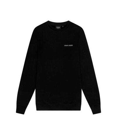 Mens embroidered crew neck sweatshirt jet black/white Lyle & Scott