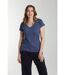 Tee Shirt Col V Lurex Manches Courtes Femme Tee Sun Twilight (marine) | Gerard Pasquier-4