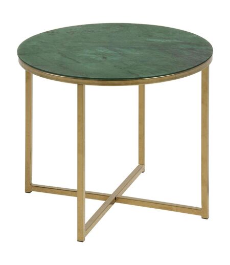 Table d’appoint ronde en verre et métal - Vert