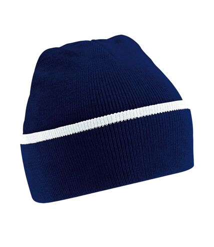 Bonnet teamwear bleu marine / blanc Beechfield