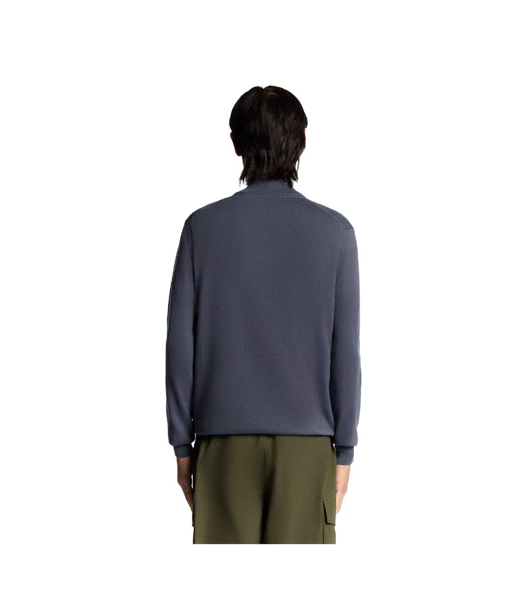 Mens Cotton Merino Quarter Zip Jumper Graystone Lyle & Scott-3
