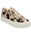 Womens/ladies Alexa Cow Print Trainers Beige Brown Lotus Shoes-1