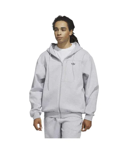 Unisex Adult Originals Long-sleeved Full Zip Hoodie Grey Adidas