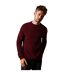 Mens waffle knitted crew neck sweater burgundy Burton