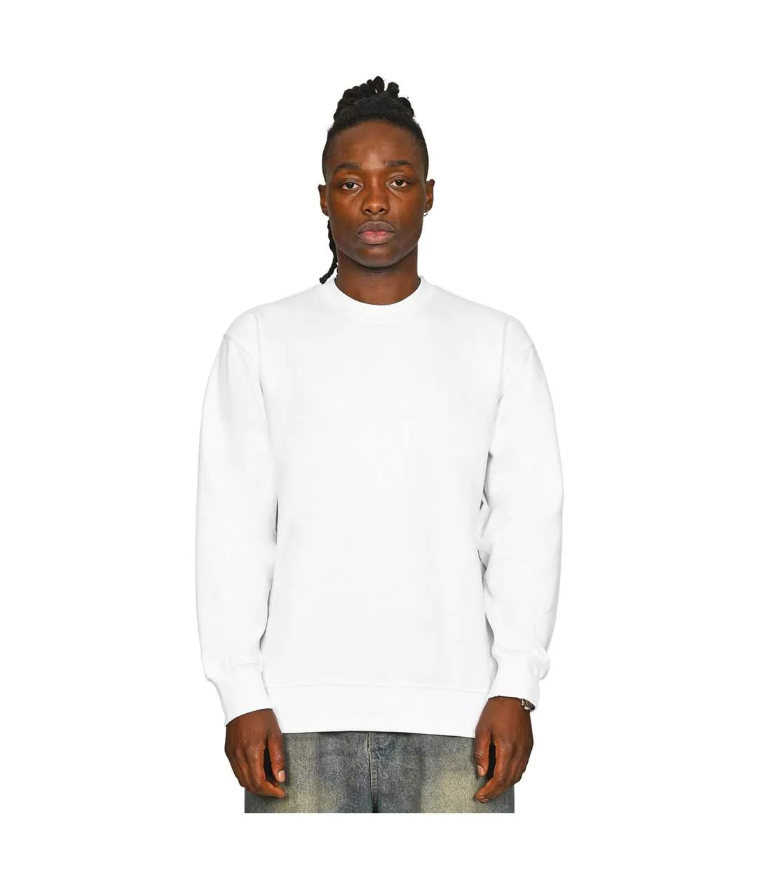 Mens Core Combed Cotton Regular Sweatshirt White Casual Classics-2