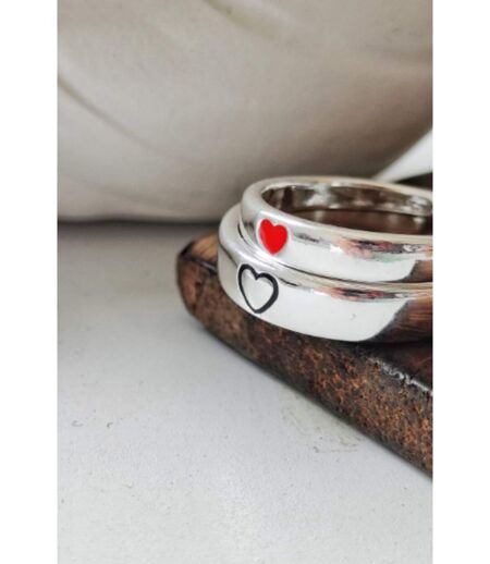 Adjustable Two Matching Heart Couple Promise Ring