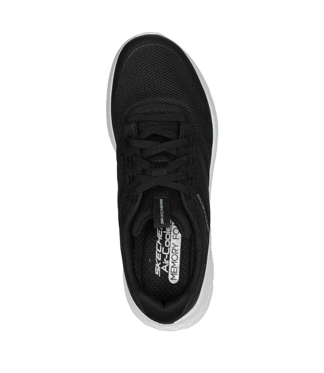 Womens/ladies Hotmelt Mesh Lace Up Trainers Black White Skechers-3