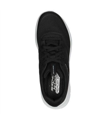 Womens/ladies Hotmelt Mesh Lace Up Trainers Black White Skechers