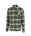 Mens Checked Flannel Full Zip Long-sleeved Shacket Khaki Green SoulCal-3