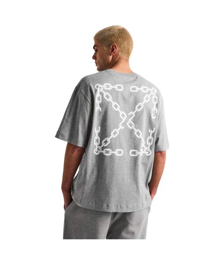 T-shirt Motif/style Imprimé Chaîne Homme Gris Clair Off White