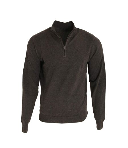 Premier Mens 1/4 Zip Neck Knitted Sweater (Charcoal)