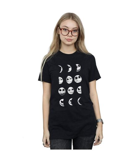 Disney Womens/Ladies Nightmare Before Christmas Jack Moon Cotton Boyfriend T-Shirt (Noir) - UTBI41479