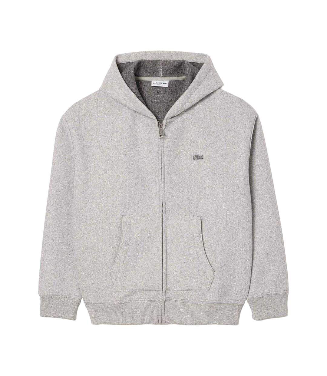 Mens Hooded Full Zip Hoodie Grey Lacoste-2