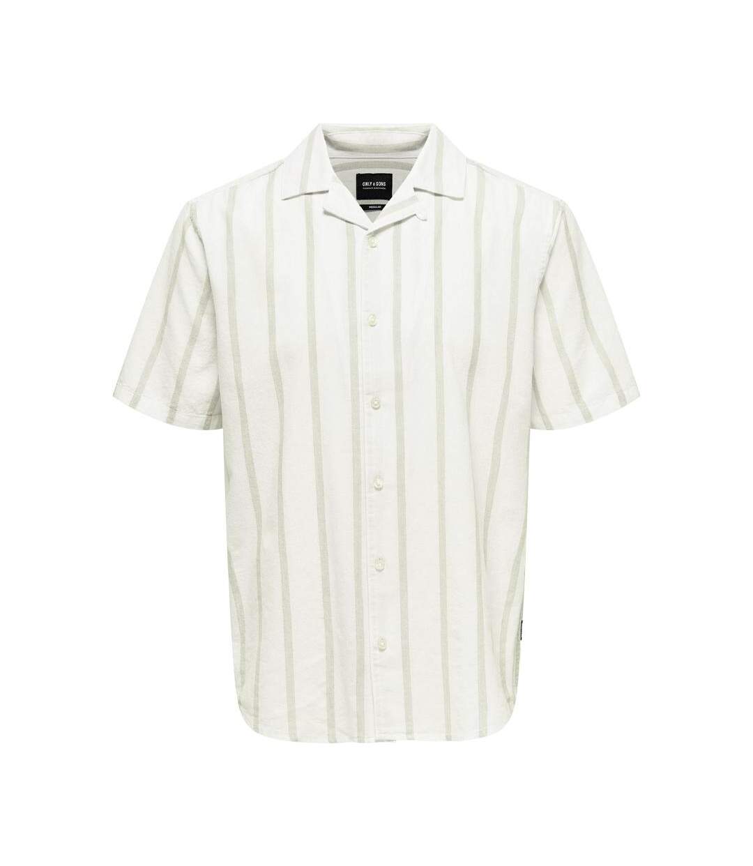 Chemisette Blanche/Vert Homme Only & Sons Stripe - L-1