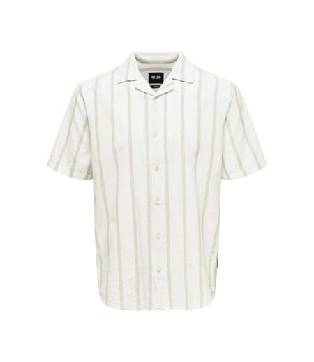 Chemisette Blanche/Vert Homme Only & Sons Stripe - L