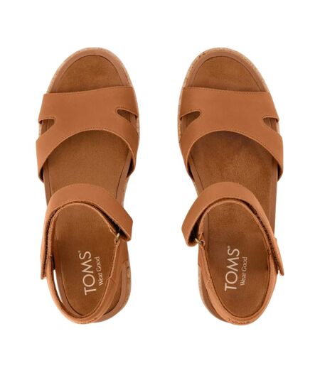 Womens/ladies Alana Wedge Sandals Brown Sugar Toms