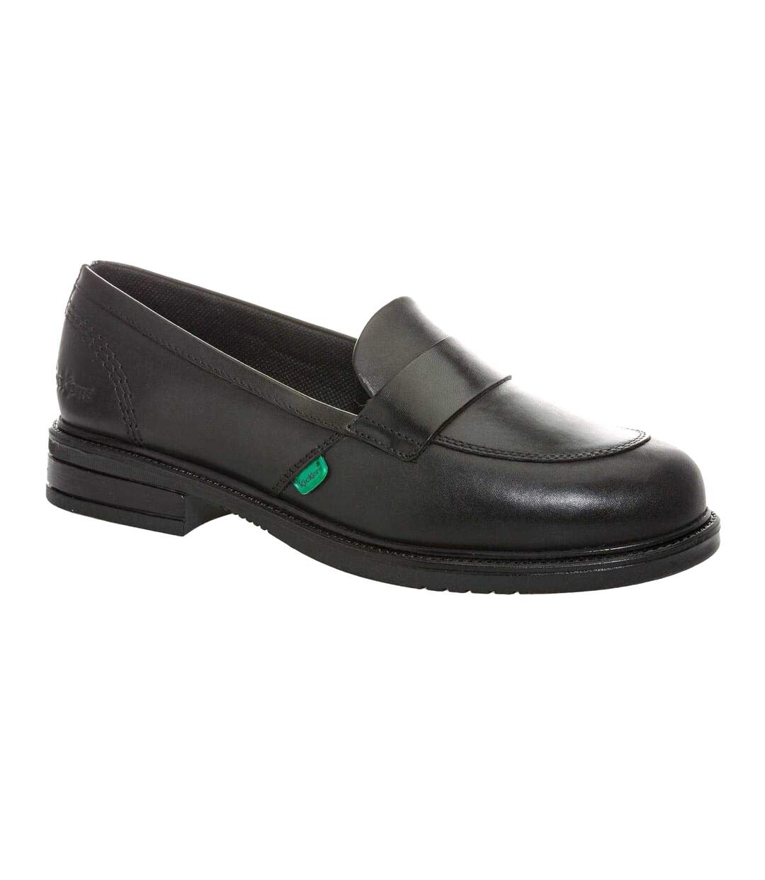 Womens/ladies Lach Leather Loafers Black Kickers-1