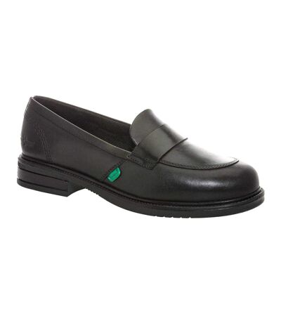 Womens/ladies Lach Leather Loafers Black Kickers