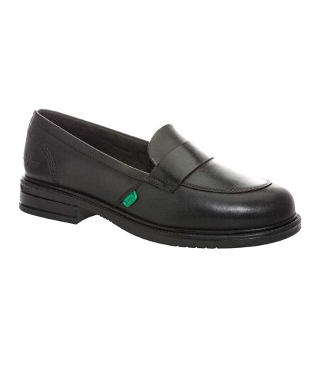 Womens/ladies Lach Leather Loafers Black Kickers