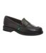 Womens/ladies Lach Leather Loafers Black Kickers-1