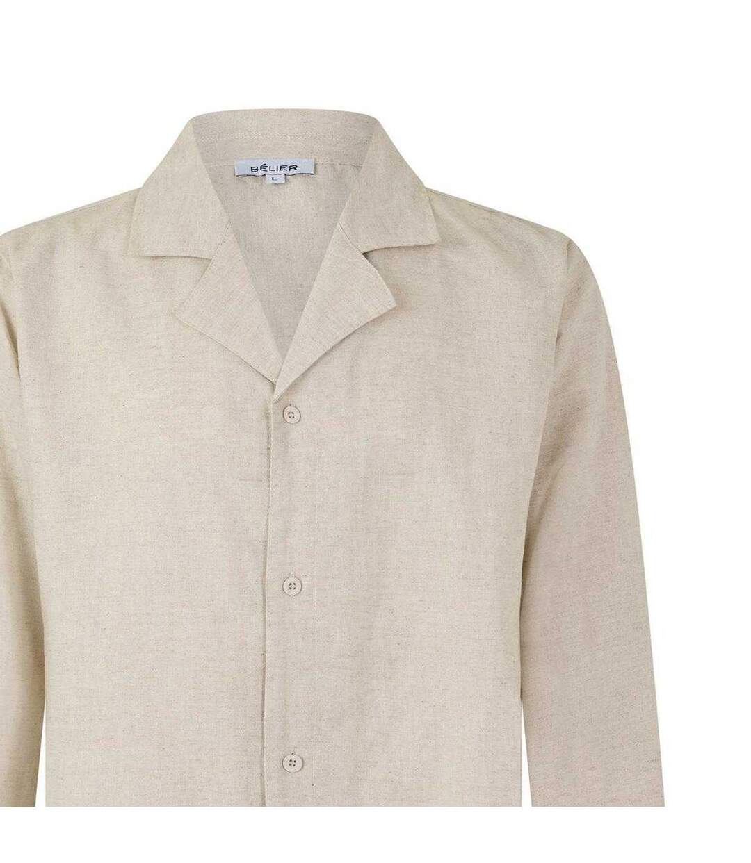 Mens Linen Long-sleeved Shirt Oatmeal Belier-4