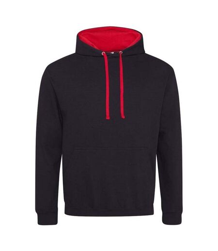 Sweat À Capuche Varsity Adulte Noir Vif Rouge Feu Awdis