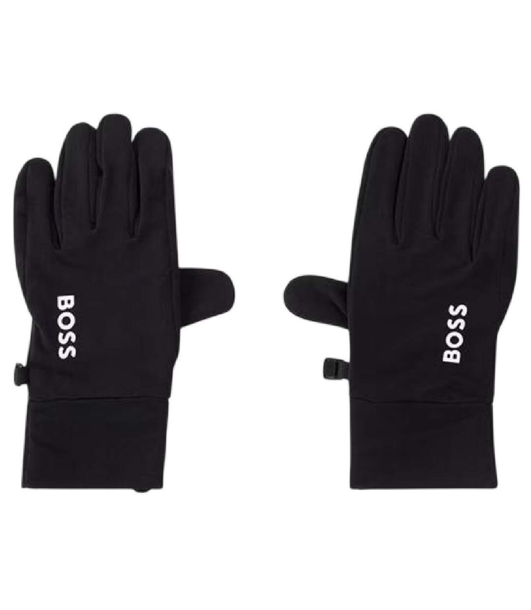 Mens Fleece Fitted Running Gloves Black Boss-1
