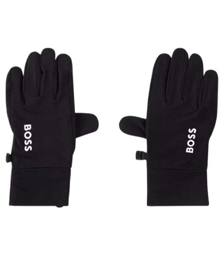 Mens Fleece Fitted Running Gloves Black Boss