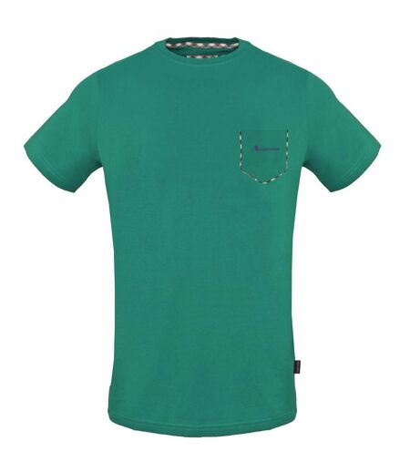 T-shirt Motif/style Carreaux Sur Poche Homme Vert Aquascutum