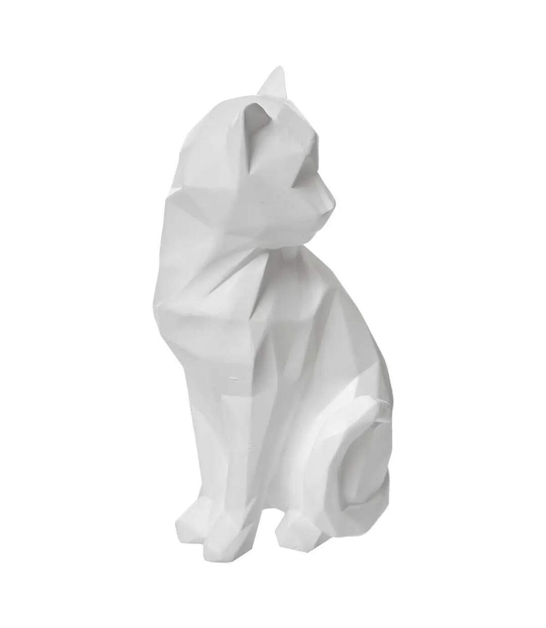 Statuette Déco Chat Origami Delia 20cm Blanc-1