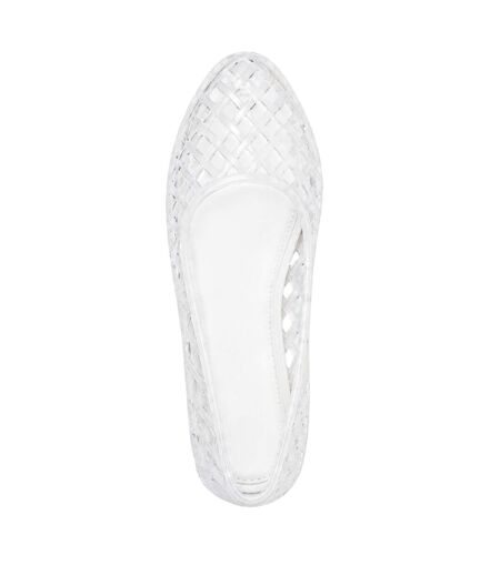 Womens/ladies Clear Jelly Ballet Flats White Where´s That From
