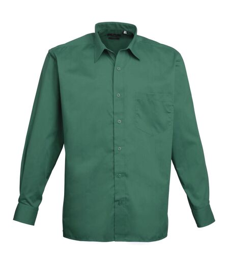 Premier Mens Long Sleeve Formal Plain Work Poplin Shirt (Emerald) - UTRW1081