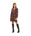 Womens/ladies Blossom V Neck Skater Dress Black Multicoloured Mela London-4