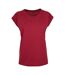 Build Your Brand Womens/Ladies Extended Shoulder T-Shirt (Burgundy)
