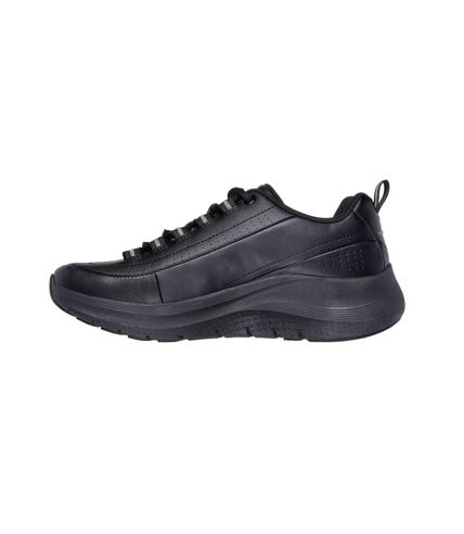 Womens/ladies 2.0 star bound leather arch fit trainers black Skechers