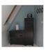 Armoire 1 porte et 2 grands tiroirs en acier avec plateau bois Noir mat