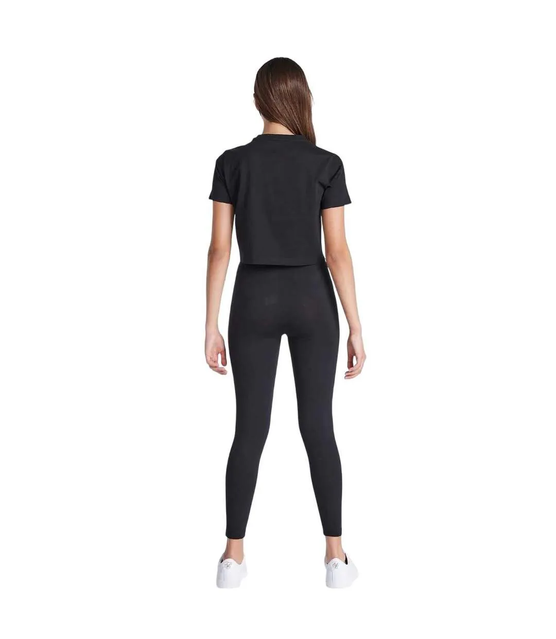 Womens/ladies Logo Regular Crop T-shirt Black SikSilk-2