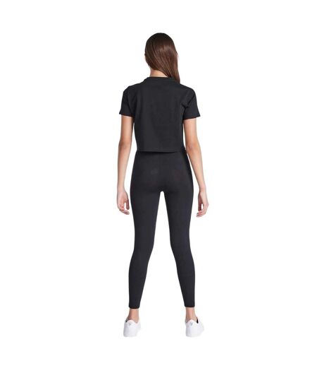 Womens/ladies Logo Regular Crop T-shirt Black SikSilk